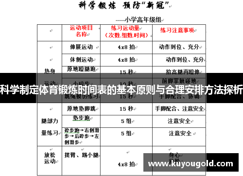 科学制定体育锻炼时间表的基本原则与合理安排方法探析